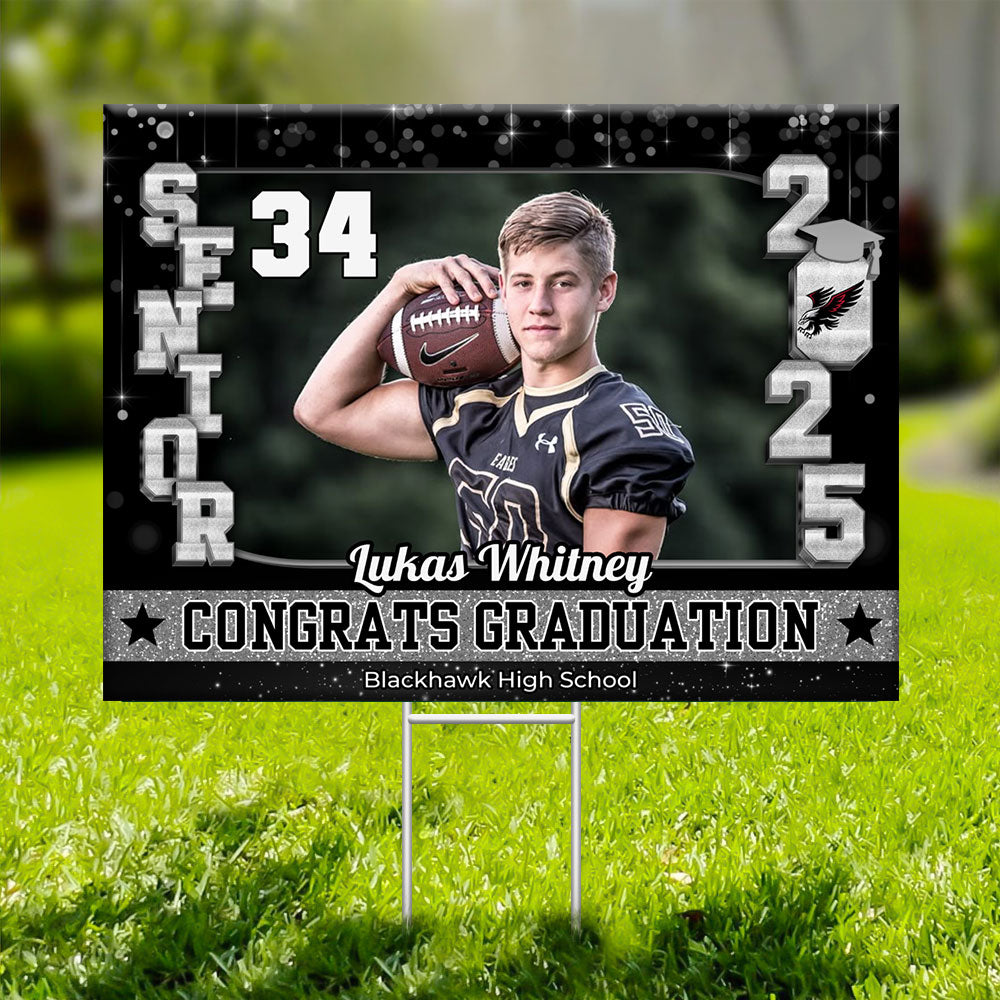 Congrats Class Of 2025 Lawn Sign, Custom Name and School Name Congrats Graduation Lawn Sign