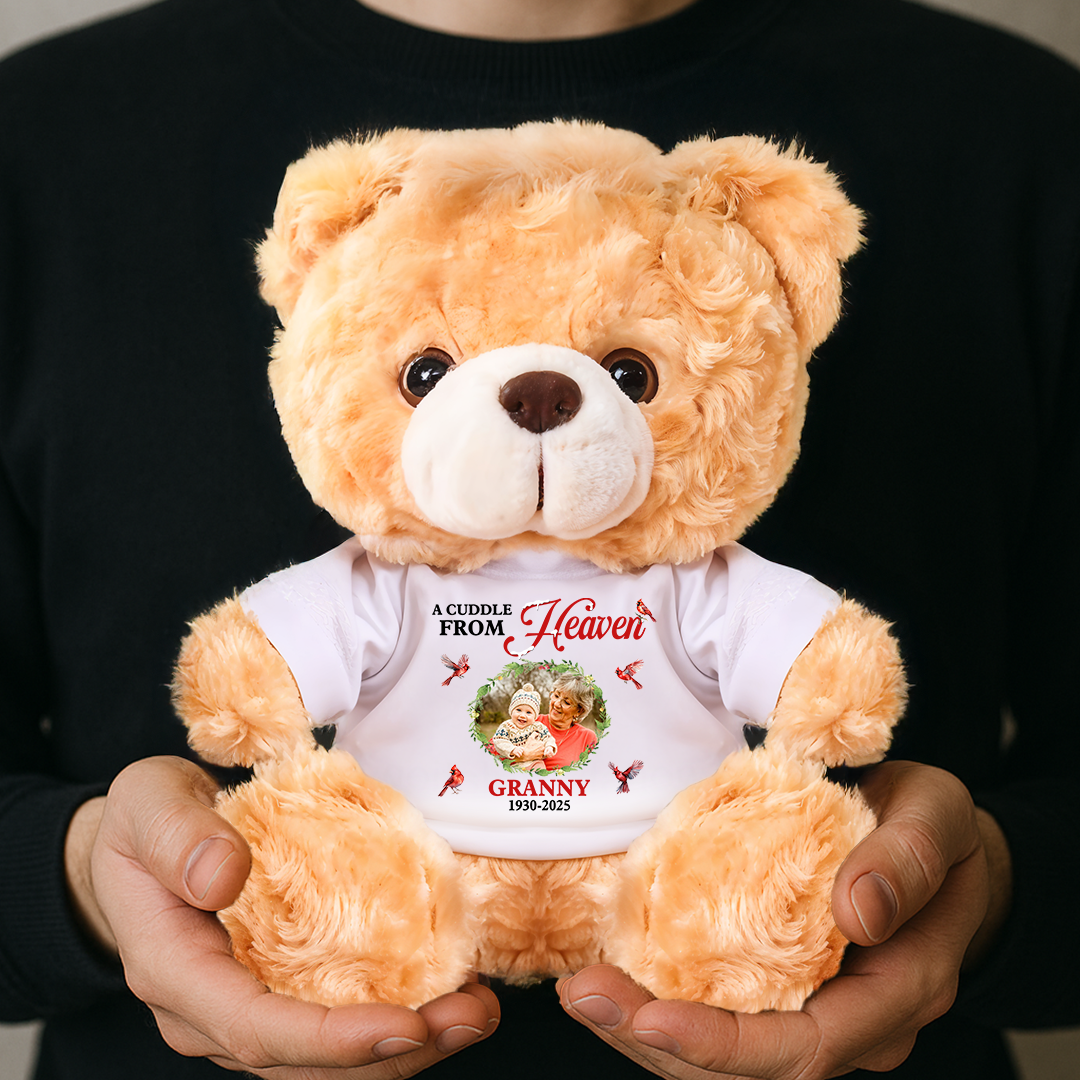 A Cuddle From Heaven - Personalized Memorial Bear Plush - Custom Name and Photo Teddy Bear