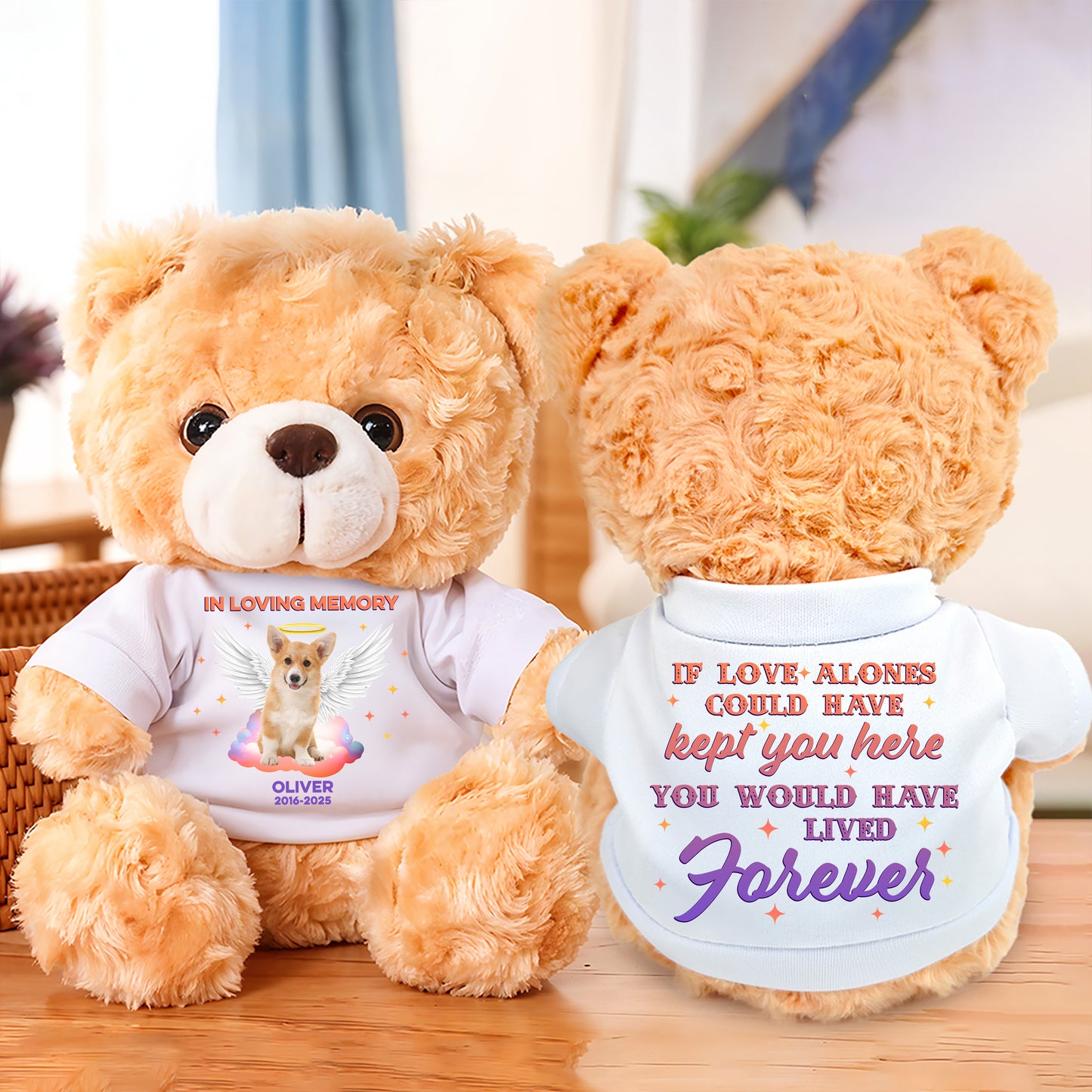 In Loving Memory - Personalized Pet Memorial Bear Plush - Pet Memorial Gift