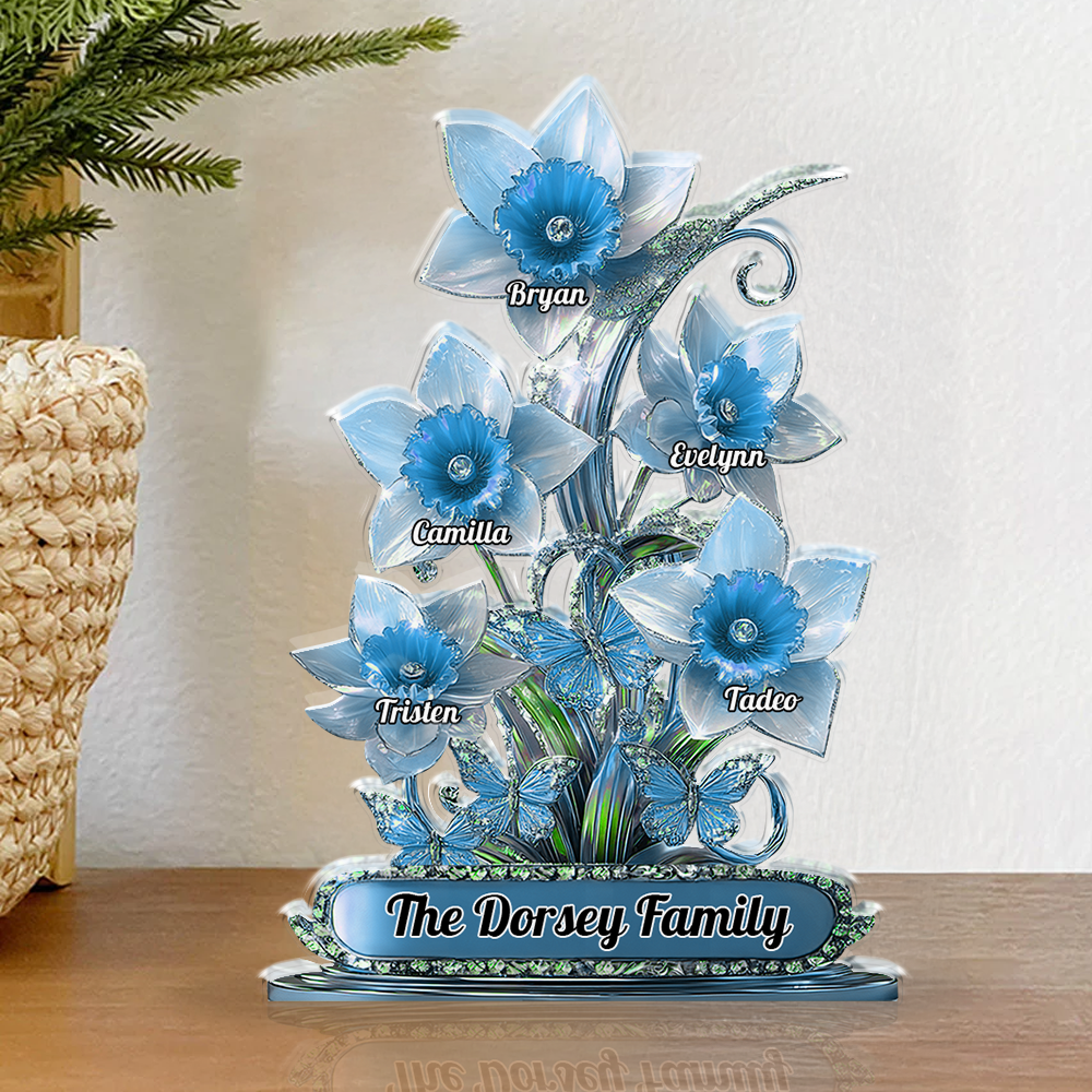 Family Flower - Personalized Custom Shaped Acrylic Plaque - Lily