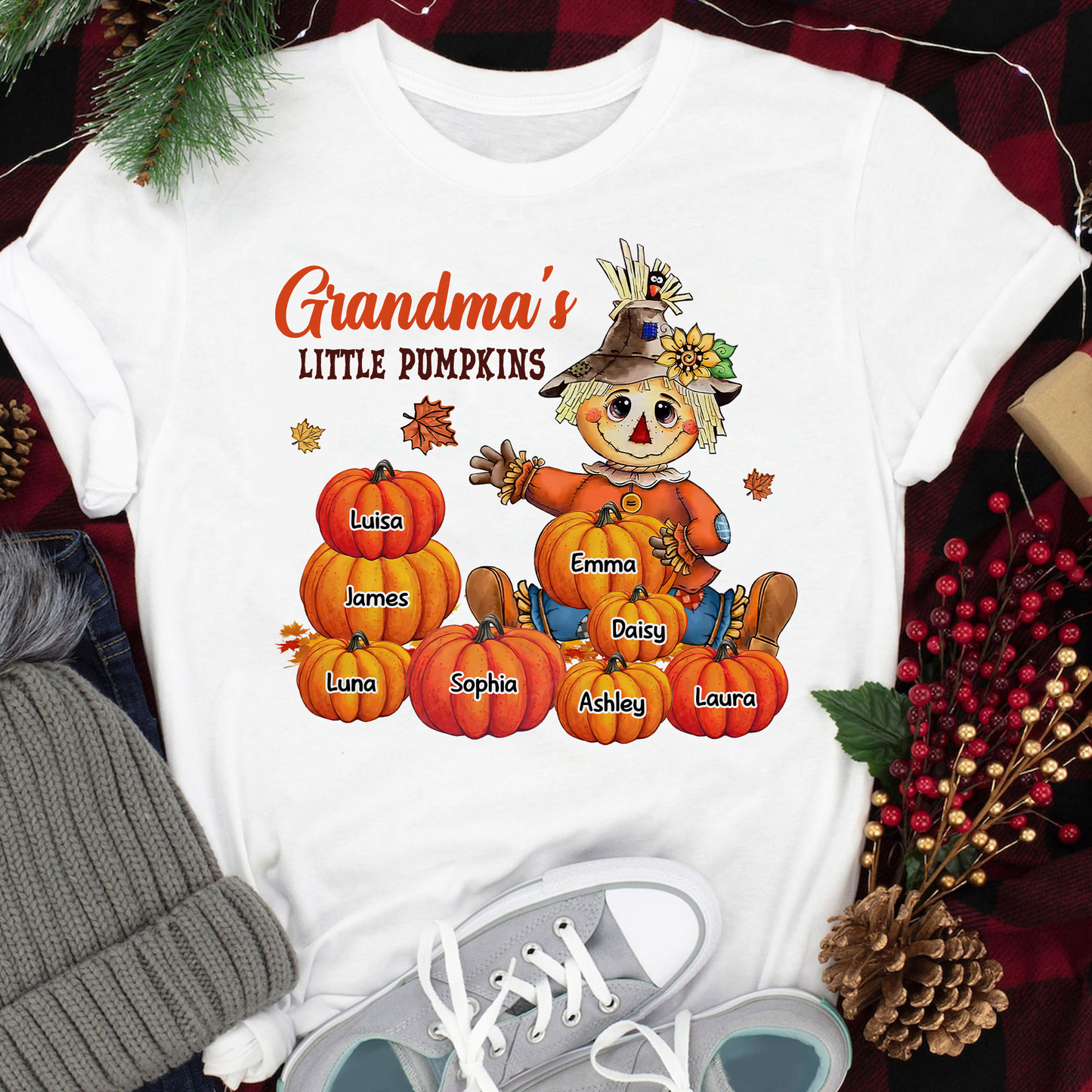 Personalized Gift For Grandma Little Pumpkin - Custom Name Shirt