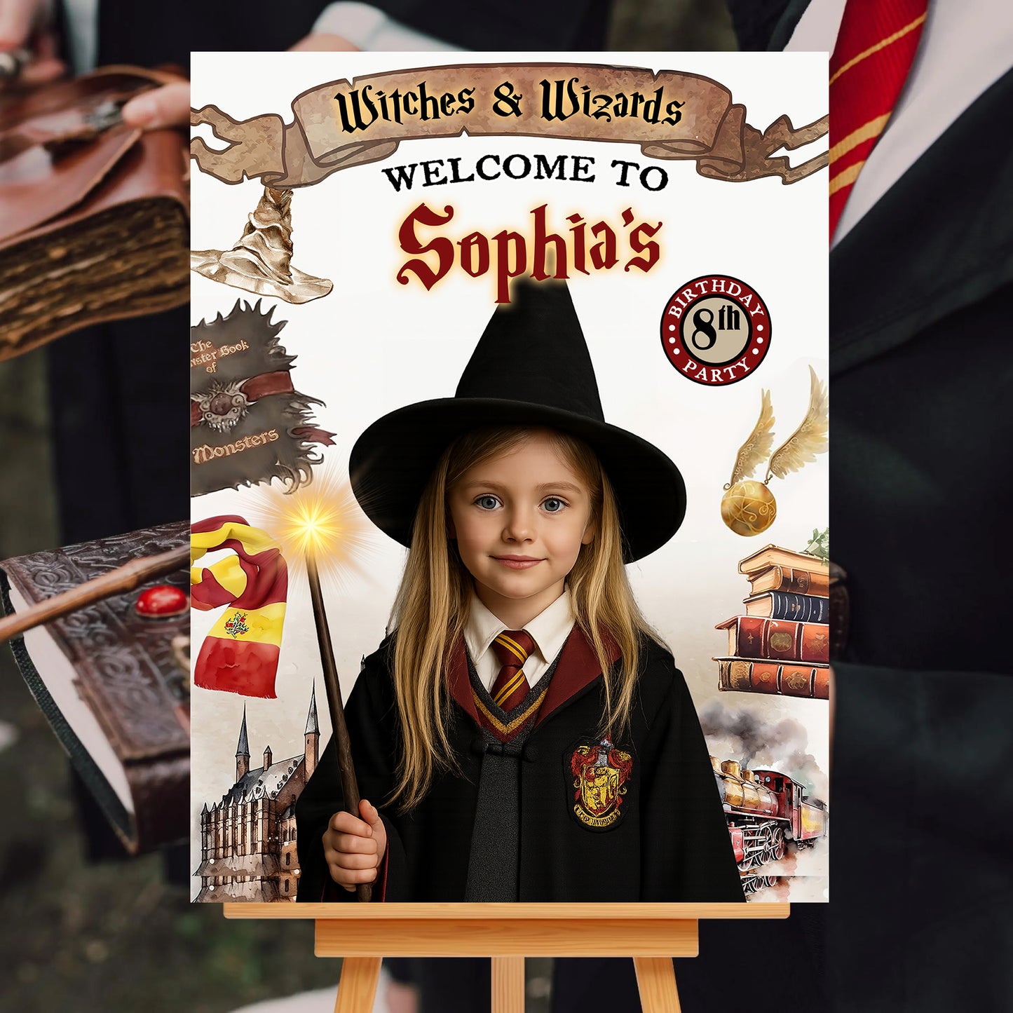 Personalized Magic School Style Sign - Custom Name & Photo Law Sign - Birthday Welcome Sign
