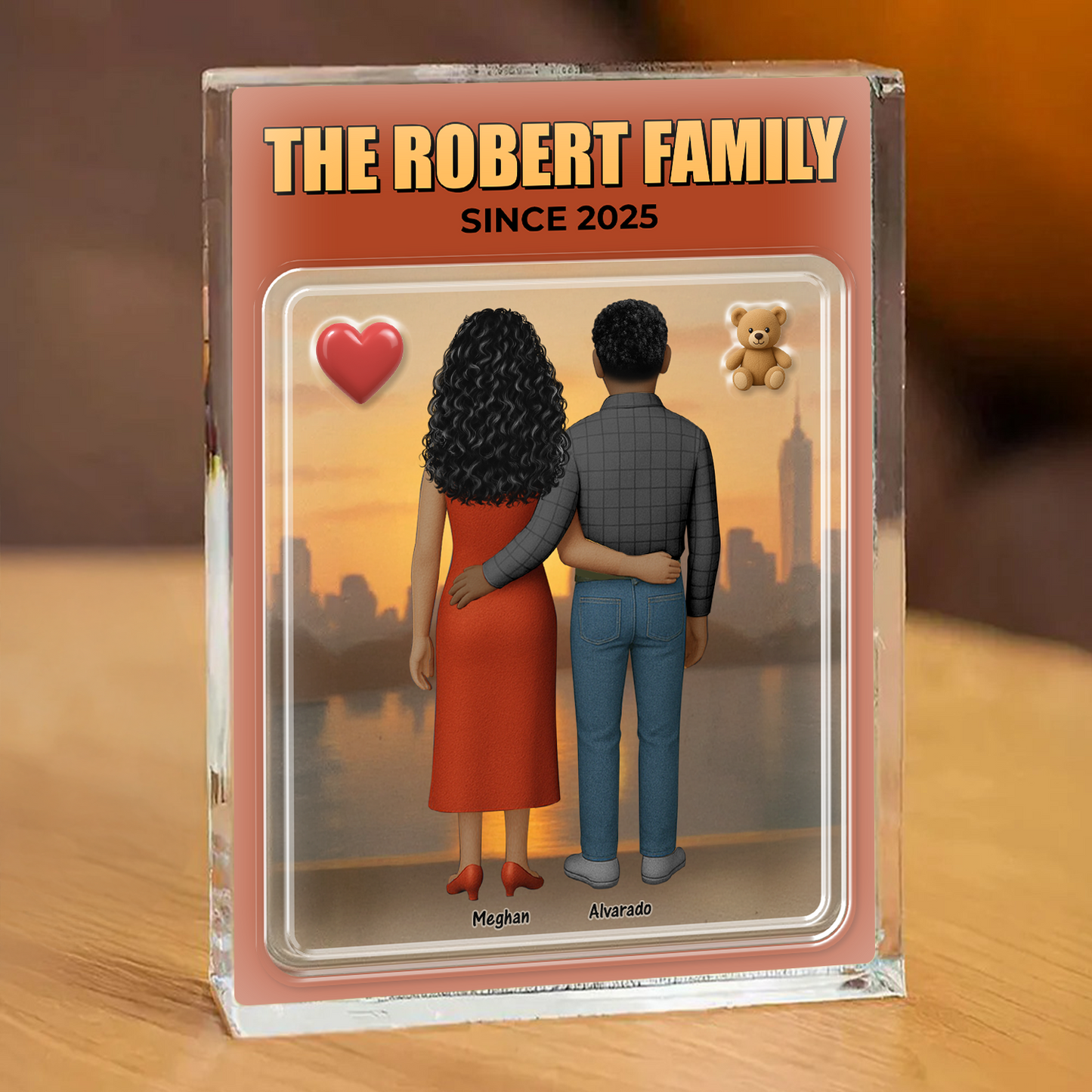 Our Family Figures Realistic Figures Style - Custom Figure Personalized Acrylic Block Plaque