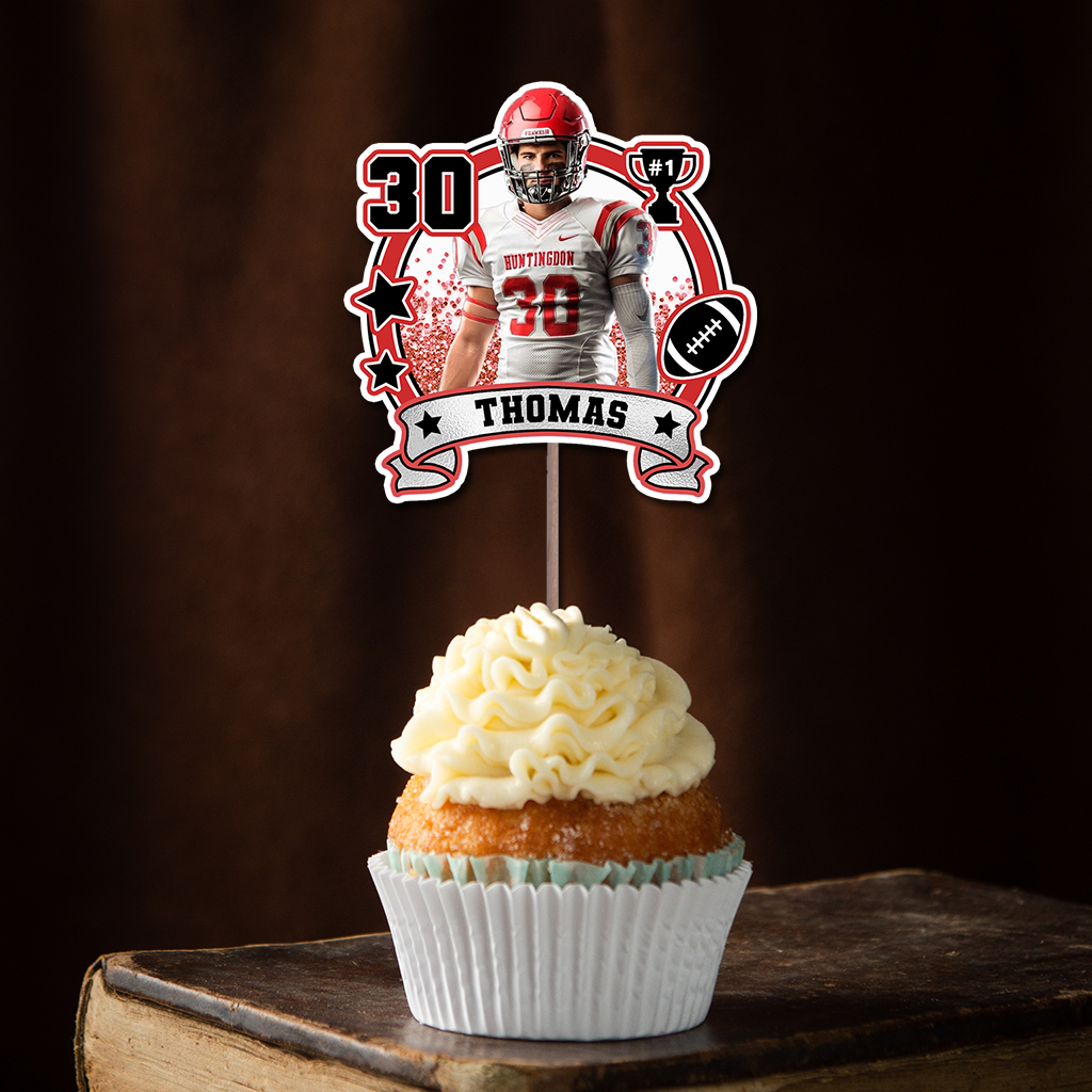 Sport Lover Birthday - Custom Birthday Party Face Cupcake Toppers, Birthday Decorations, Physical Product