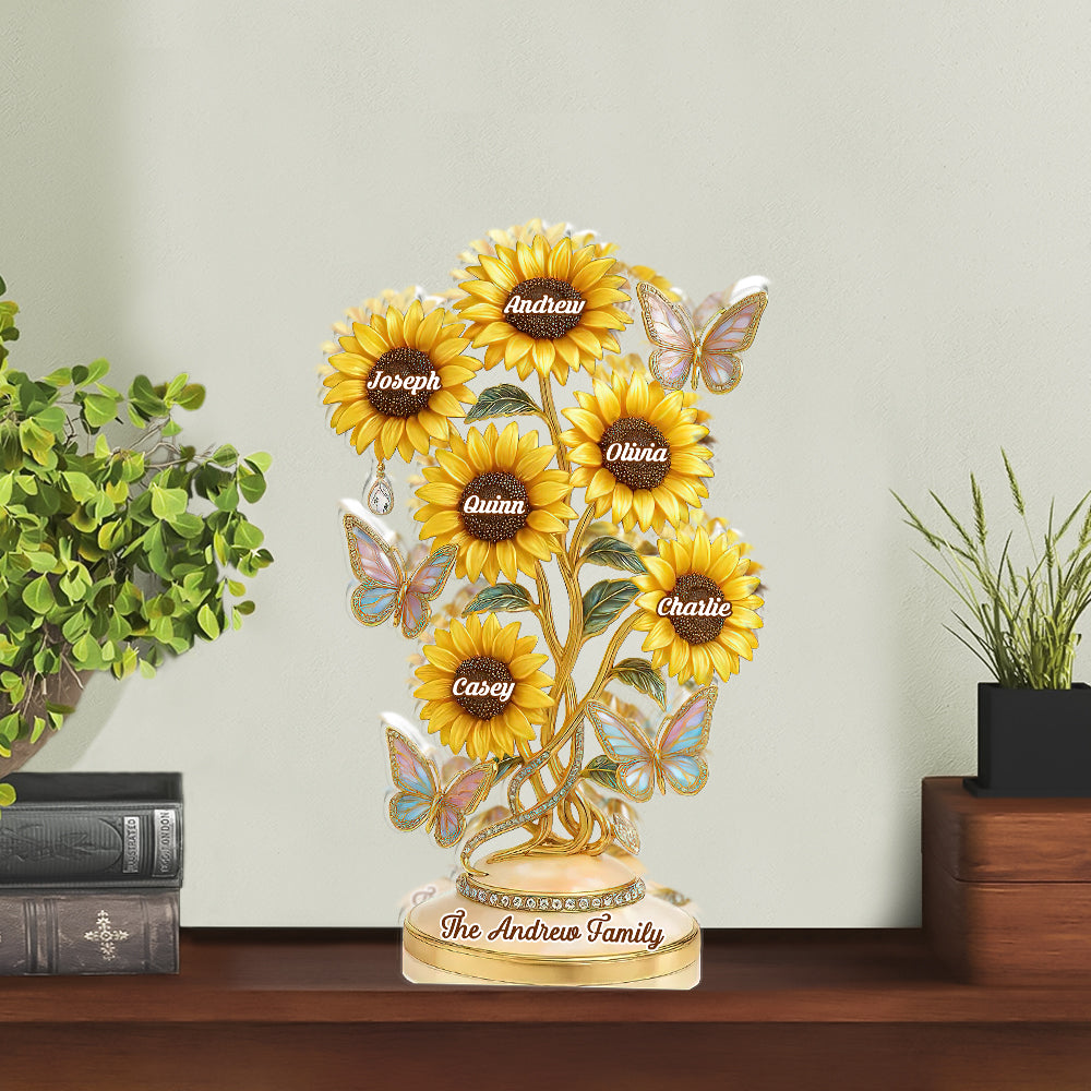 Our Family Flower - Personalized Custom Shaped Acrylic Plaque - Sunflowers