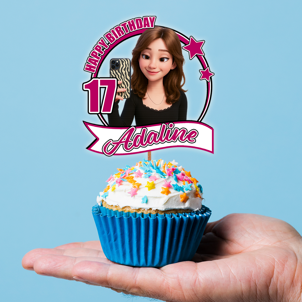 Custom Birthday Party Face Cupcake Toppers, Graduation Decorations, Physical Product