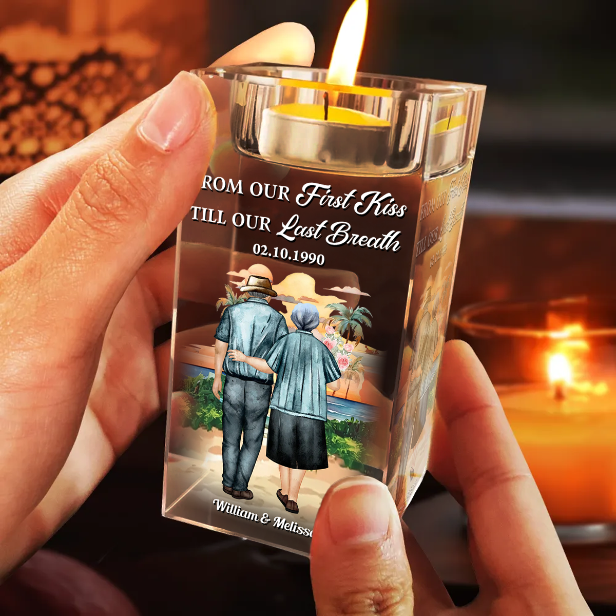 Til Our Last Breath - Personalized Crystal Candle Holder