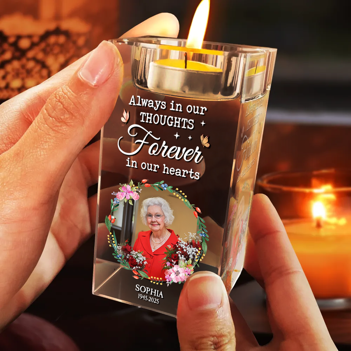 In Loving Memory - Personalized Crystal Candle Holder