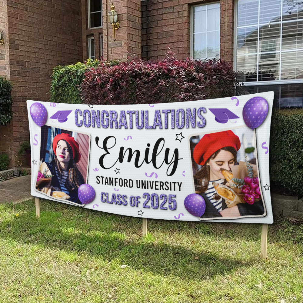 Personalized Graduation Banner, Graduation Party Decorations, Congratulations Photo Banner, Class of 2025