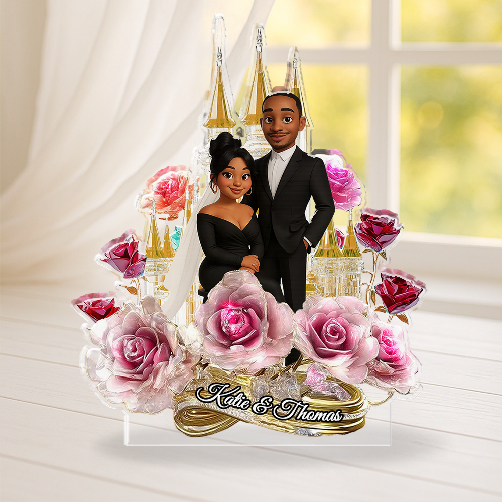 Couple Wedding - Custom Photo and Name Wedding Gift - Custom Shape Acrylic Block Plaque