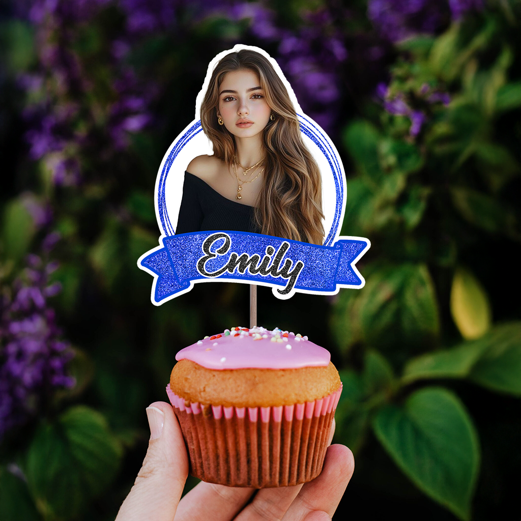 Happy Birthday Face Photo - Custom Birthday Party Face Cupcake Toppers, Birthday Decorations, Physical Product