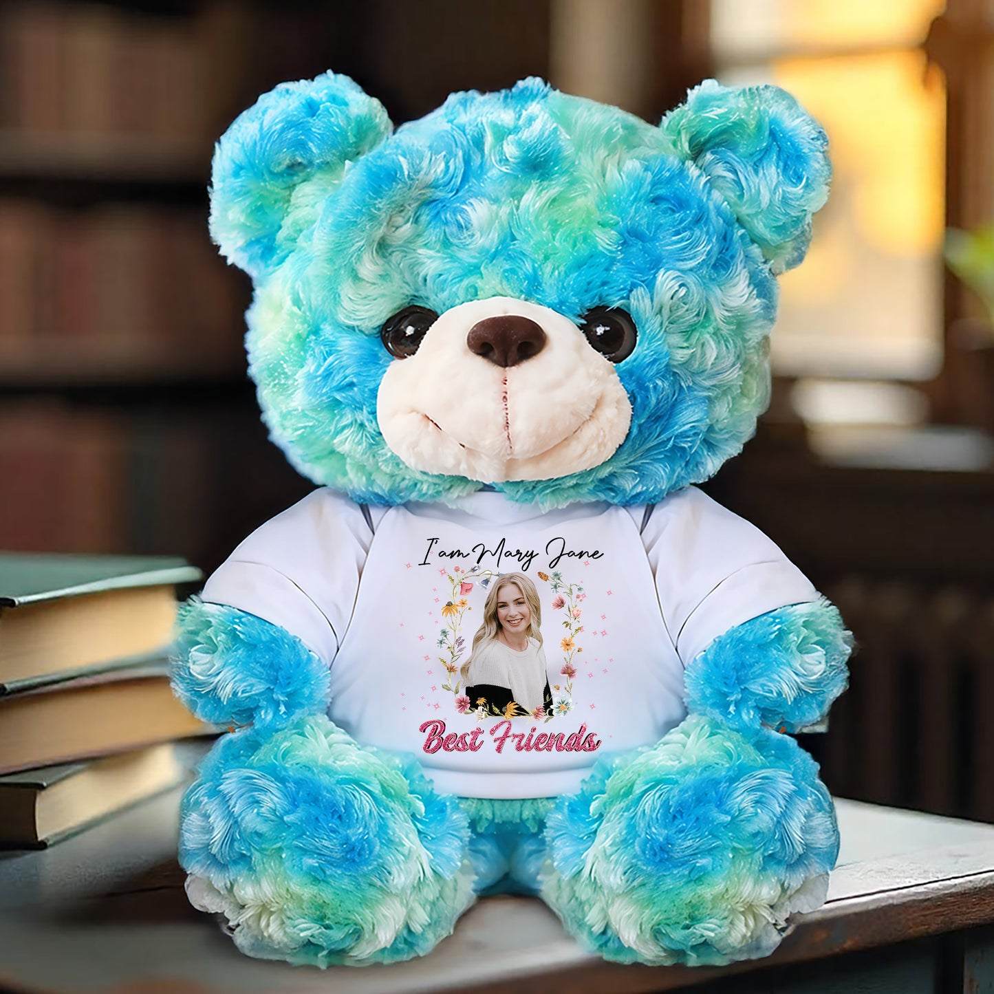 Personalized Teddy Bear Plush for Bestie - Custom Photo and Name - Personalized Plush Bear