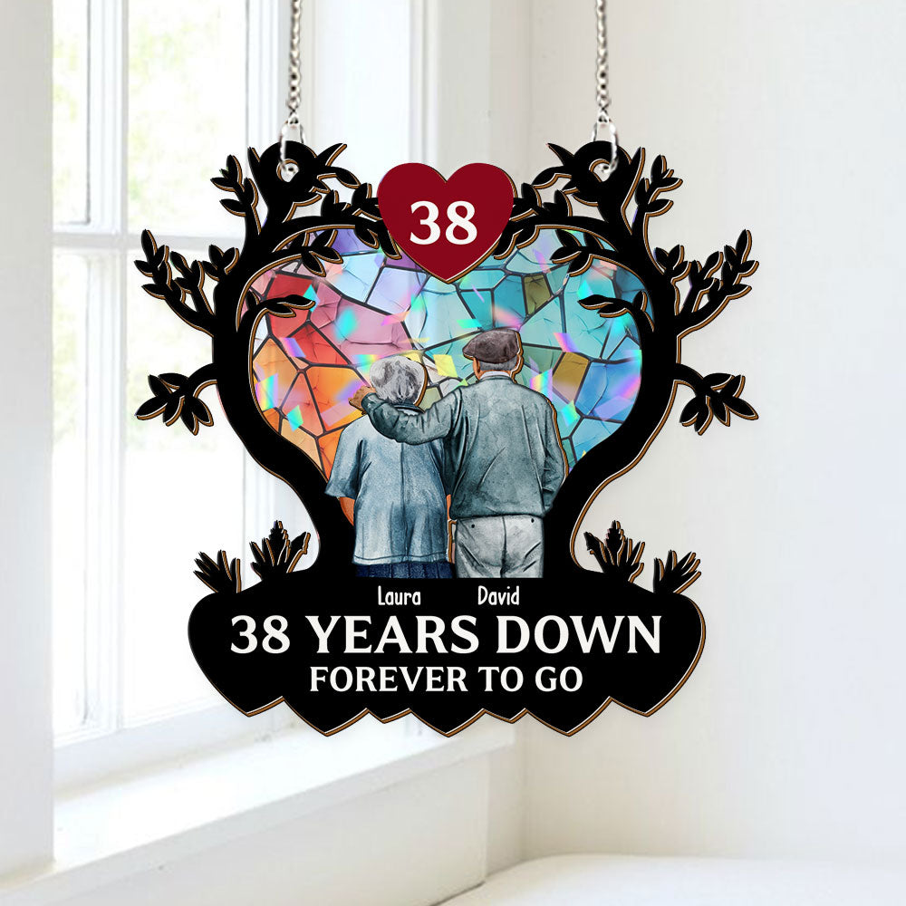 Personalized Old Couple Love Ornament - Custom Shape Hologram Ornament