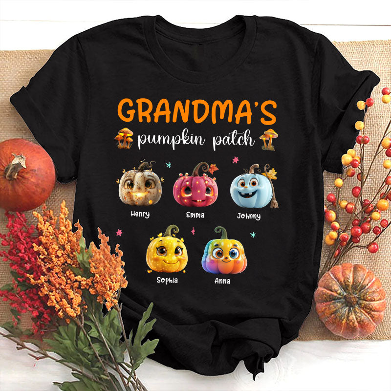 Grandma Pumpkin Patch Shirt - Personalized Shirt Custom T-shirt, Gift for Grandma