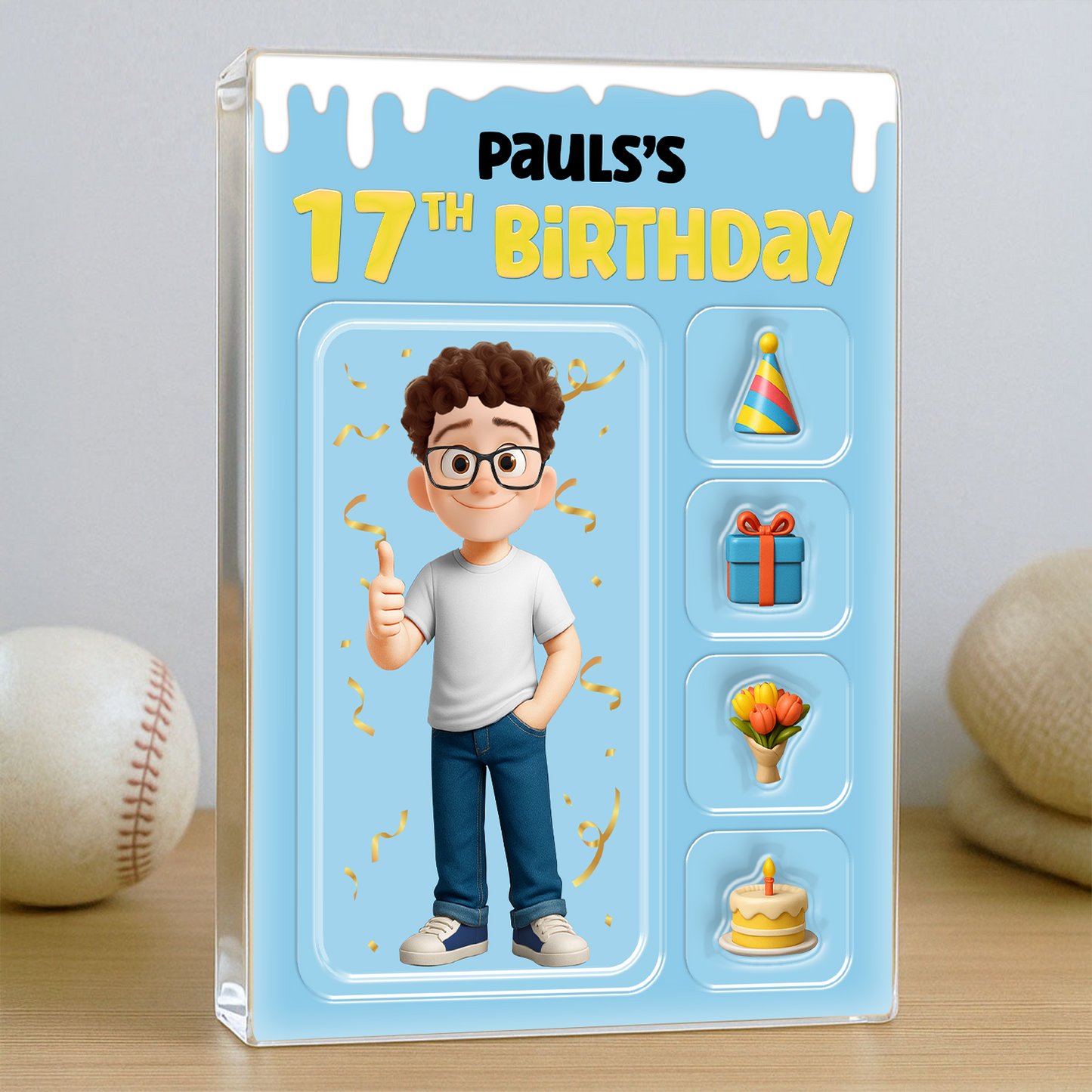 Birthday Gift - Custom Photo and Name Personalized Acrylic Block Plaque