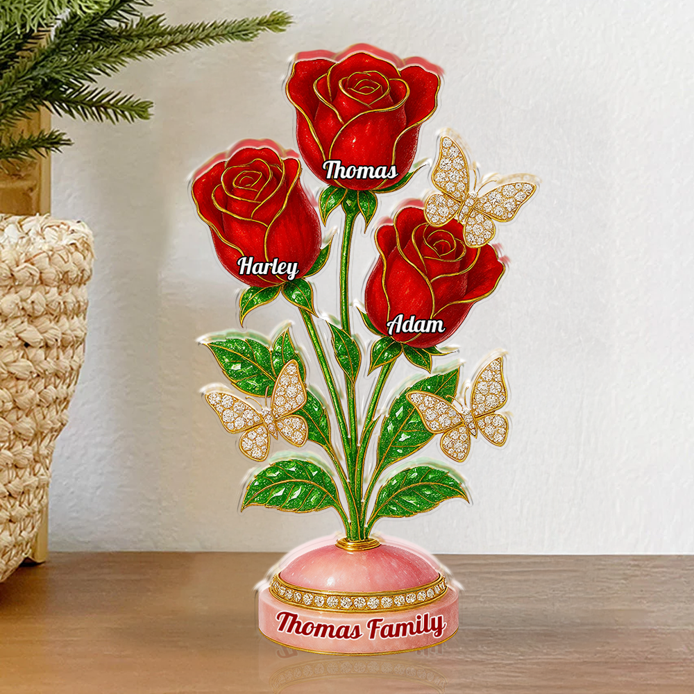 Family Flower - Personalized Custom Shaped Acrylic Plaque - Rose