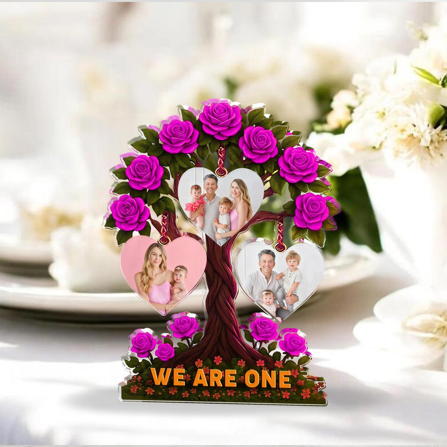 Family Tree Photo - Custom Photo Family Gift - Custom Shape Acrylic Block Plaque
