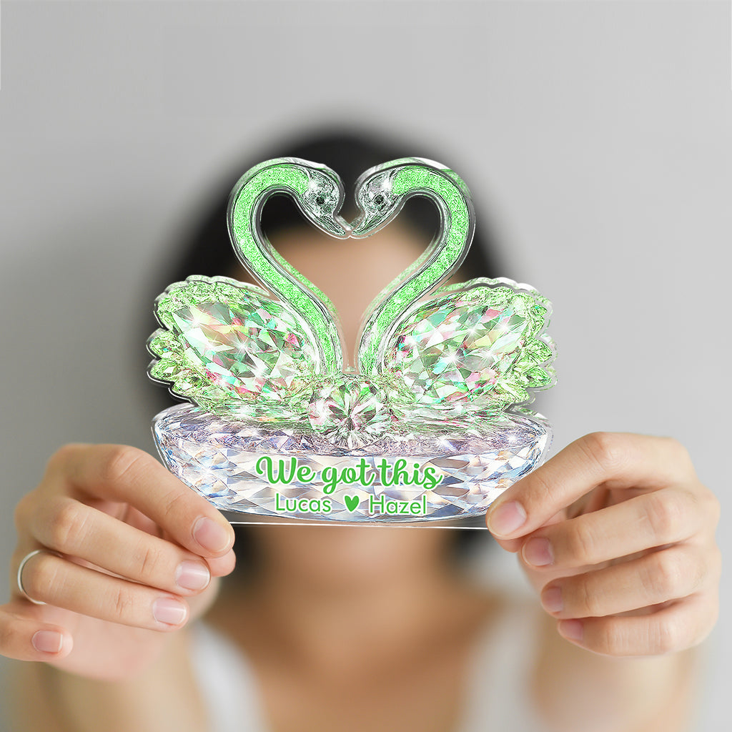 Swan Couple - Custom Couple Name Acrylic Block - Custom Acrylic Block Plaque