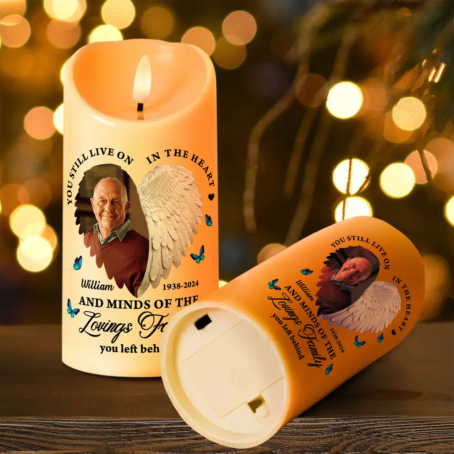 Custom Name and Photo Memorial Gift - Personalizes Photo LED Candle