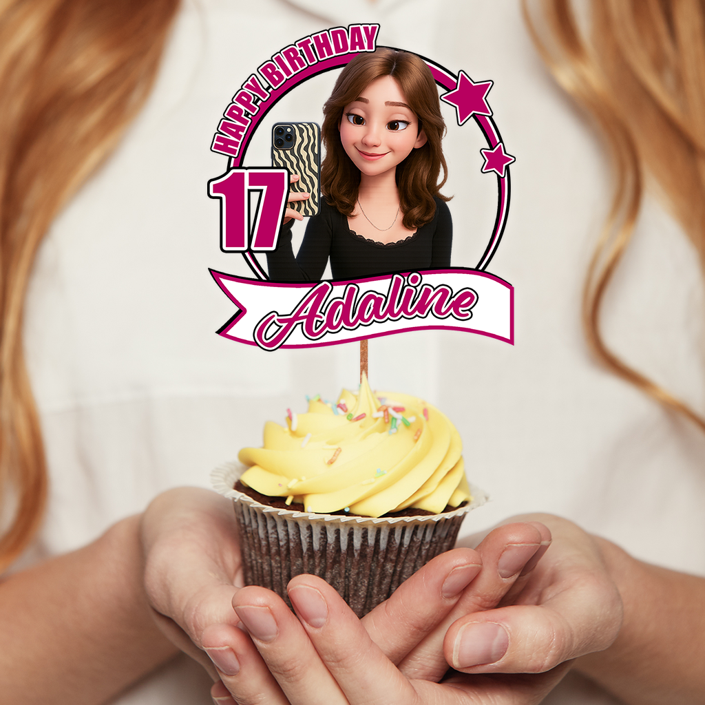 Custom Birthday Party Face Cupcake Toppers, Graduation Decorations, Physical Product