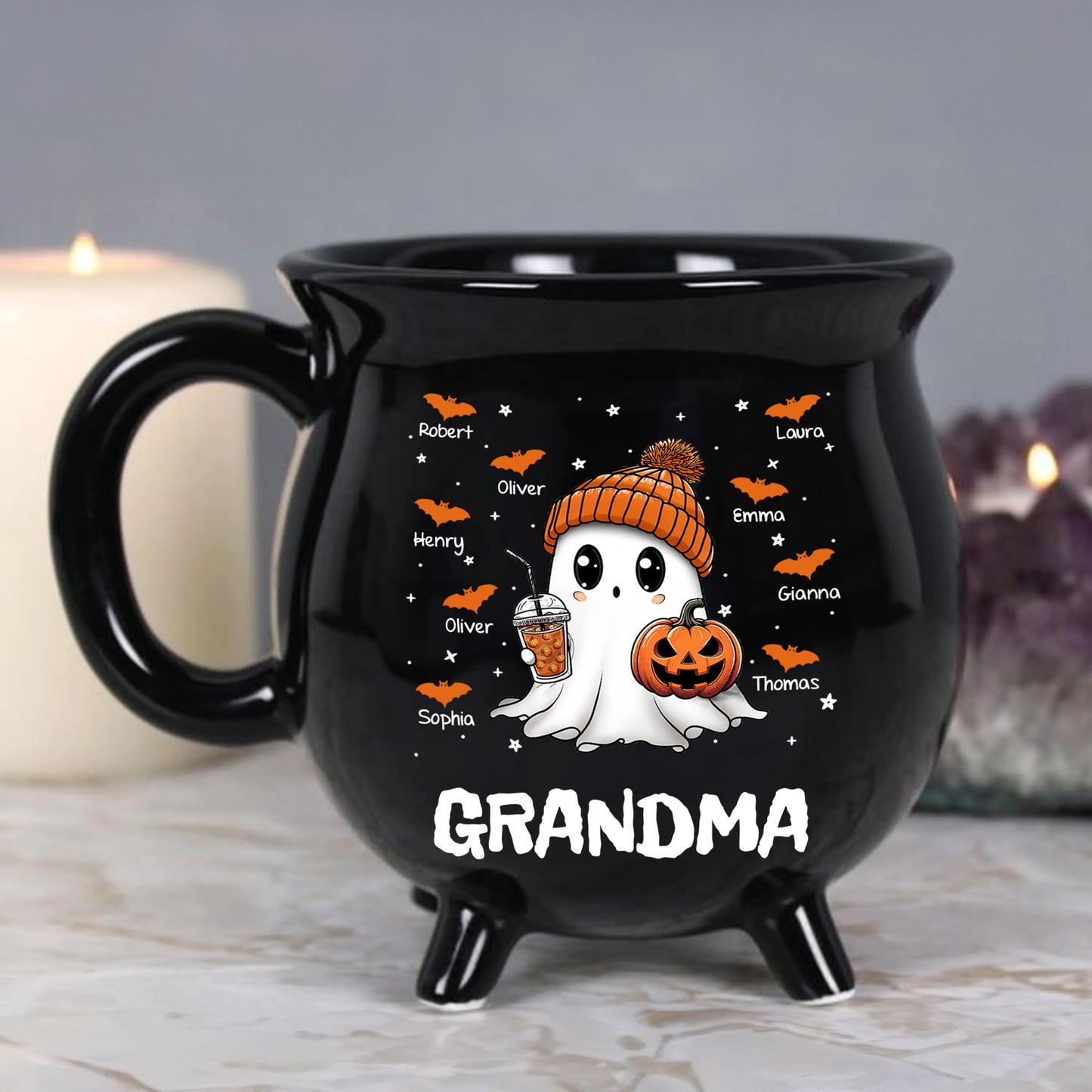 Grandma Boo Crew Halloween - Personalized Ceramic Cauldron Coffee Mug