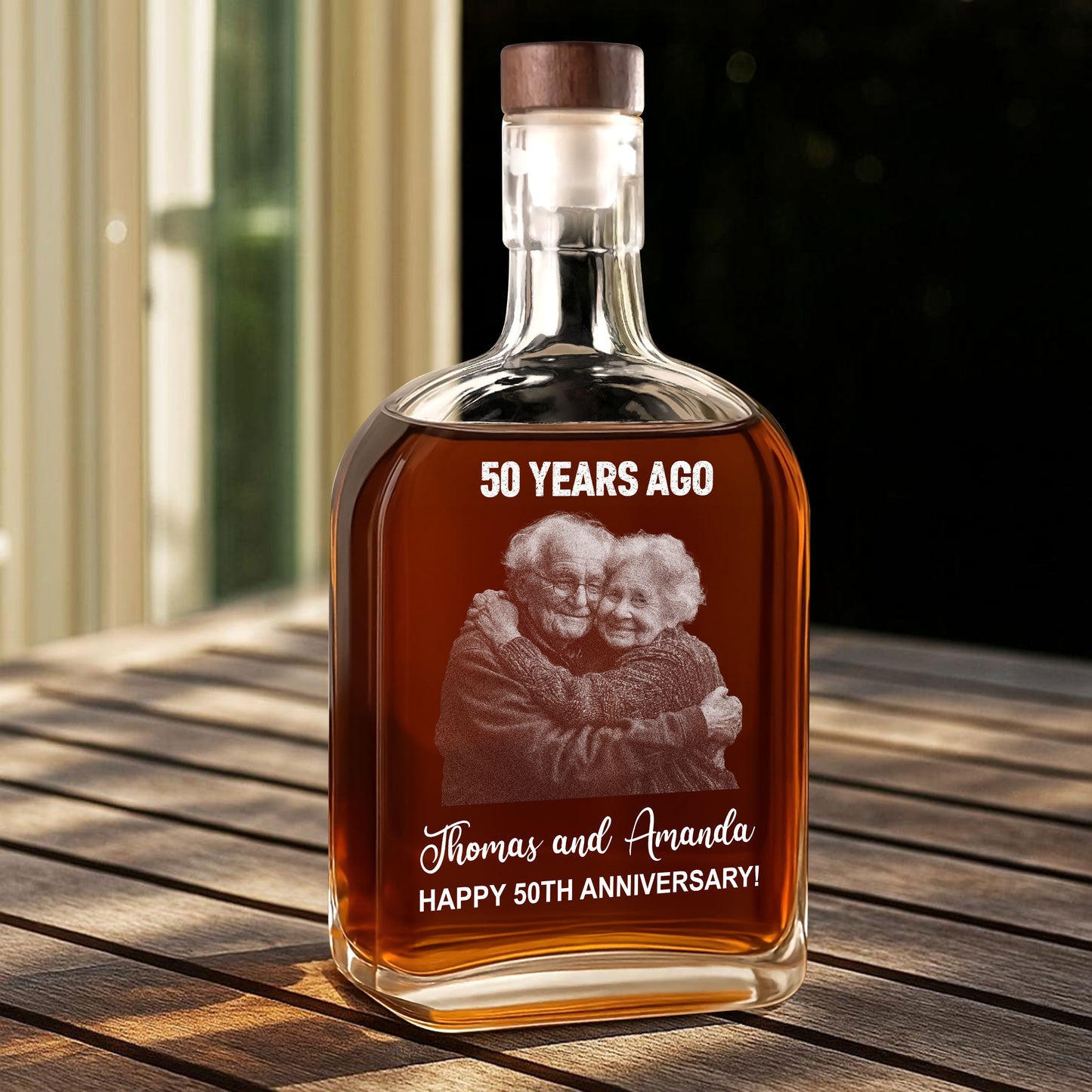 Happy Anniversary Gift - Custom Couple Name and Photo - Personalized Custom Whiskey Bottle
