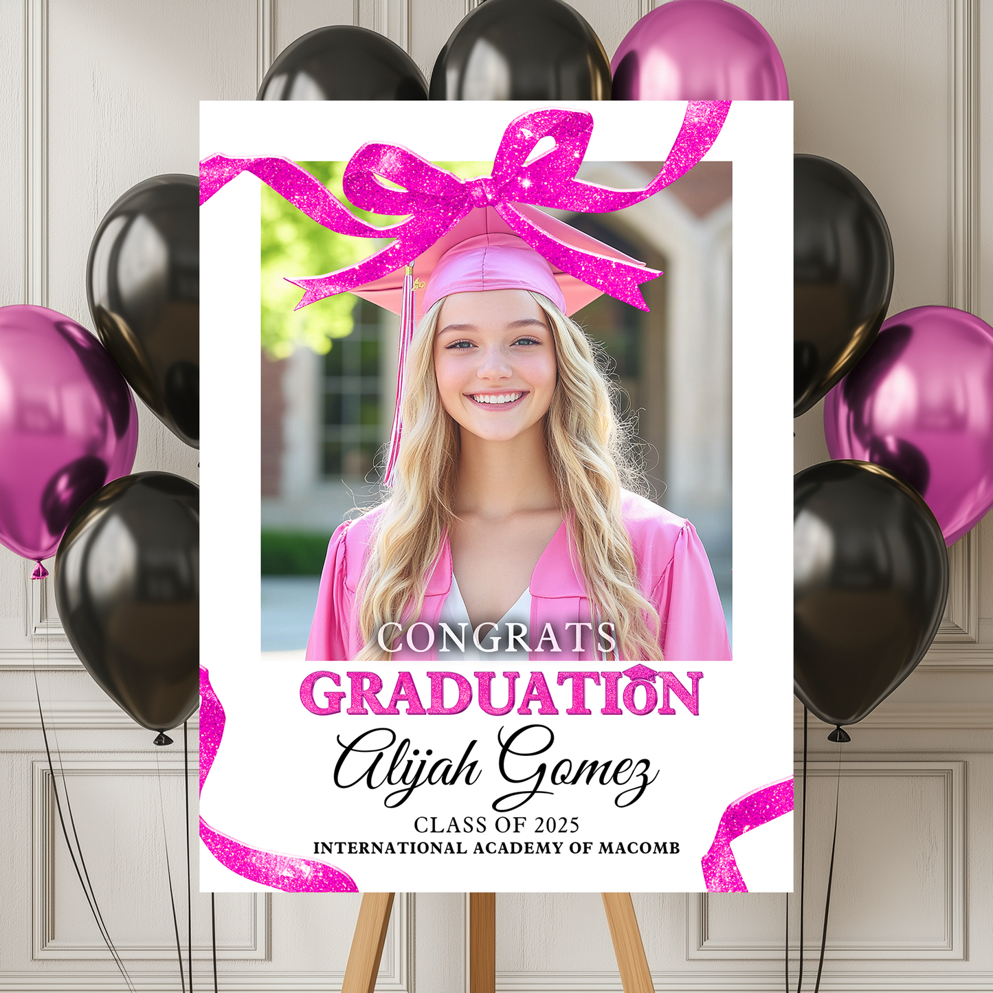 Bow Graduation Party Announcement Welcome Sign Class of 2025 Welcome Sign Personalized Graduation Welcome Sign