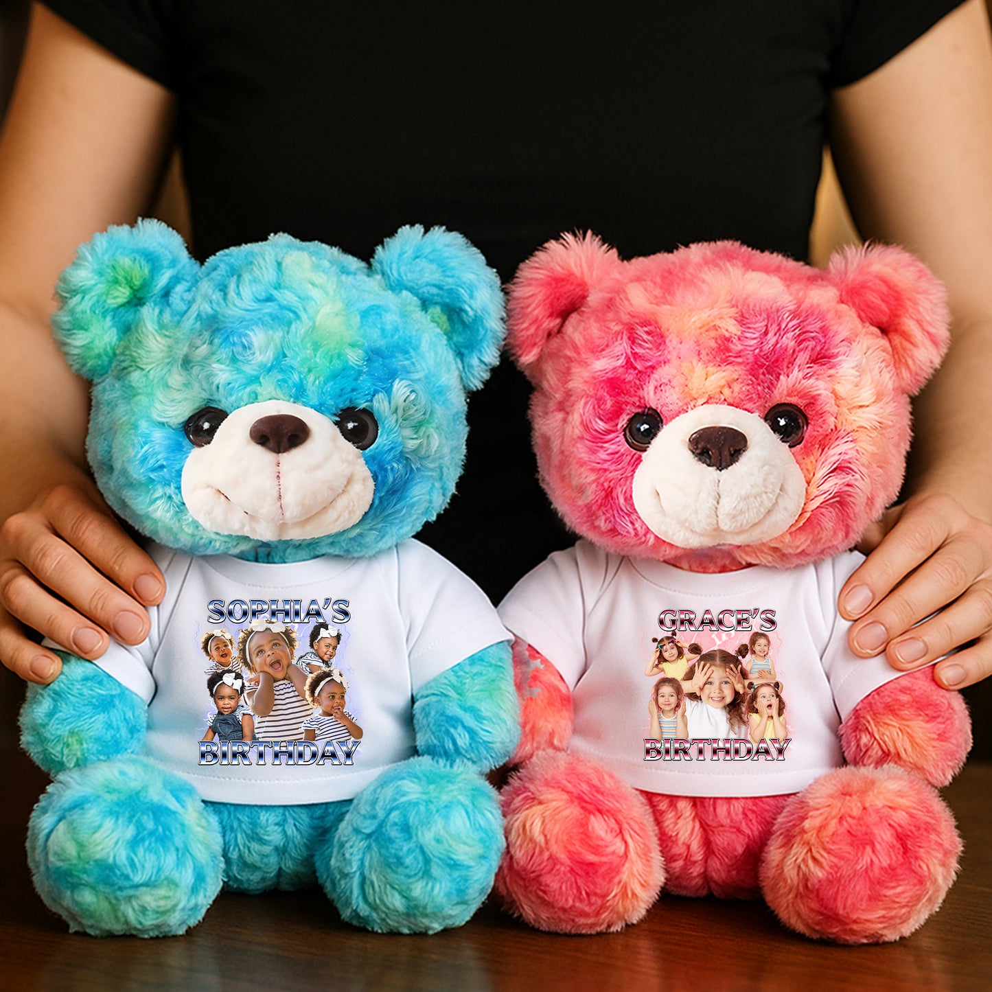 Birthday Teddy Bear Plush - Custom Photo and Name - Personalized Plush Bear