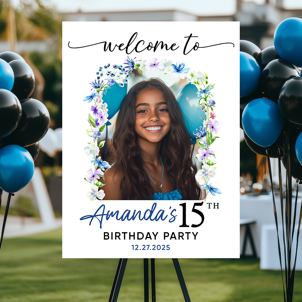 Welcome Birthday Party Sign - Custom Name & Photo Law Sign - Welcome To My Birthday Sign
