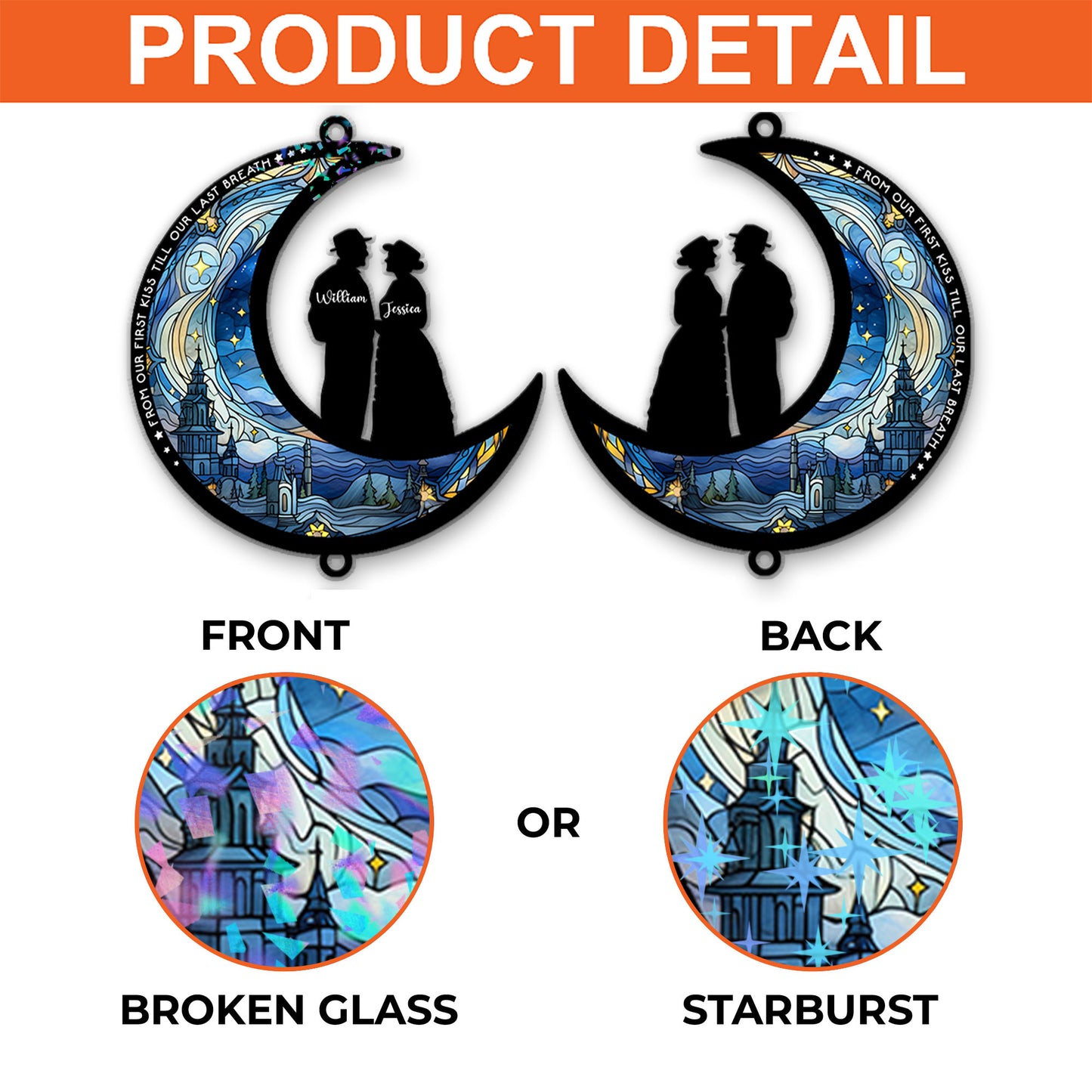 Our First Kiss And Last Breath - Ornament Hanging Piece With Crystal Charm - Couple Gift
