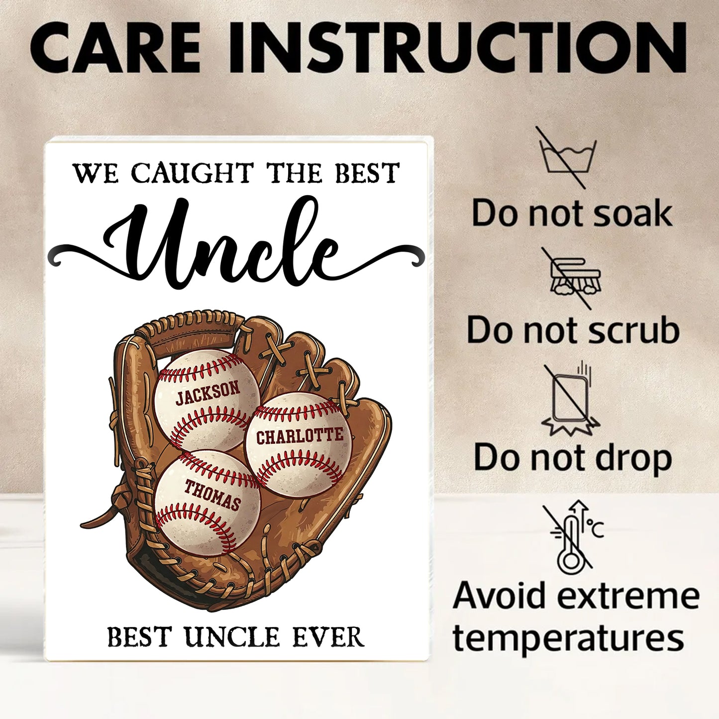 Personalized Baseball Dad Name Gift - Custom Shape Acrylic Block Plaque