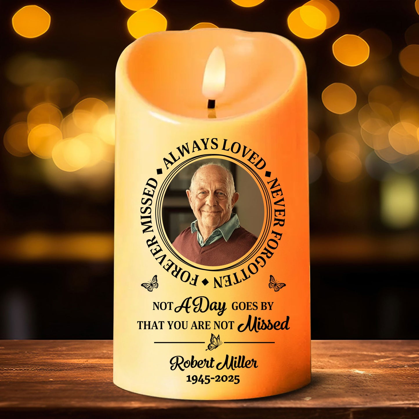Custom Name and Photo - Personalized Memorial Photo LED Candle - Memorial Gift
