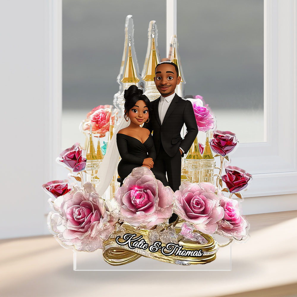 Couple Wedding - Custom Photo and Name Wedding Gift - Custom Shape Acrylic Block Plaque
