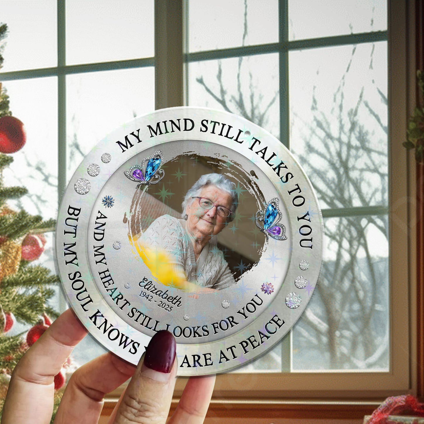 My Mind Still Talks To You - Custom Shape Hologram Ornament - Memorial Gift