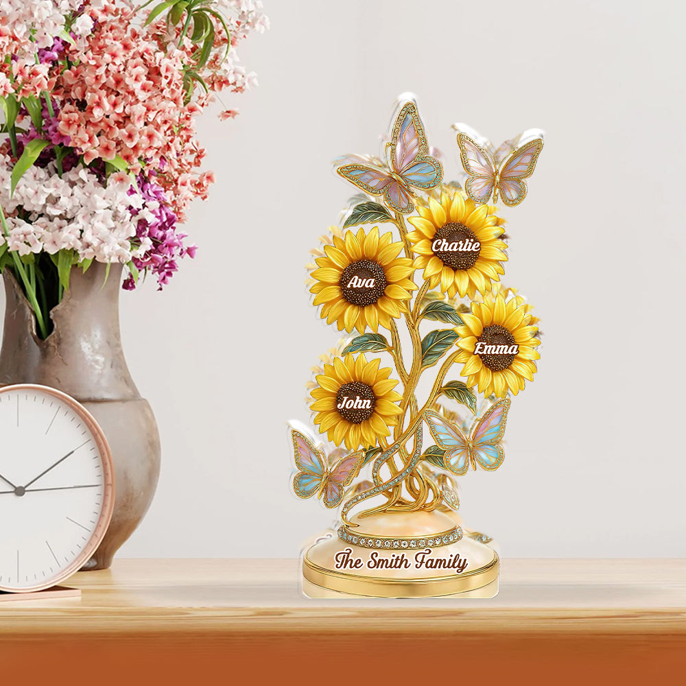 Our Family Flower - Personalized Custom Shaped Acrylic Plaque - Sunflowers