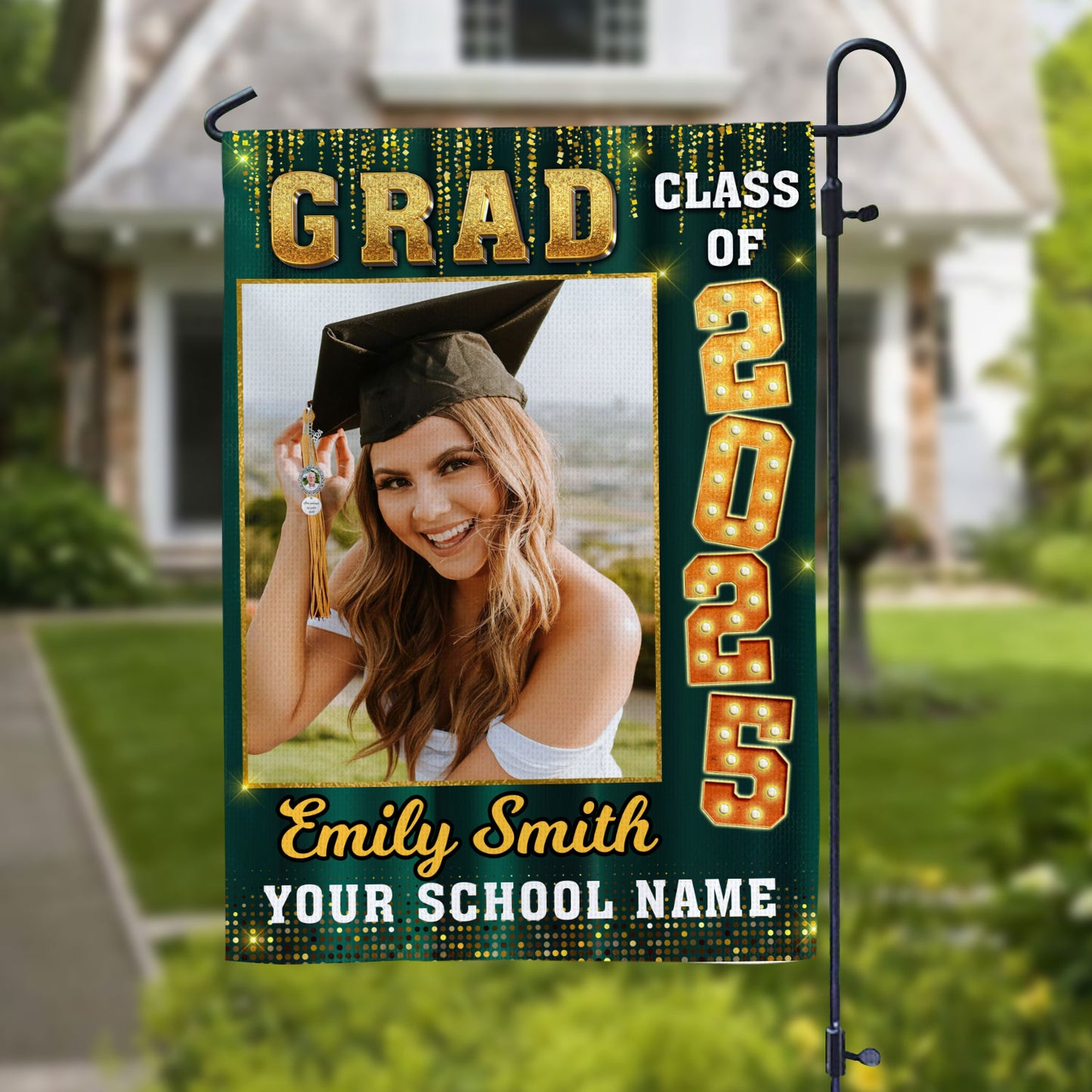 Custom Graduation Flag | Congrats Class Of 2025 With Photo โ Graduation Garden Flag & Party Decor