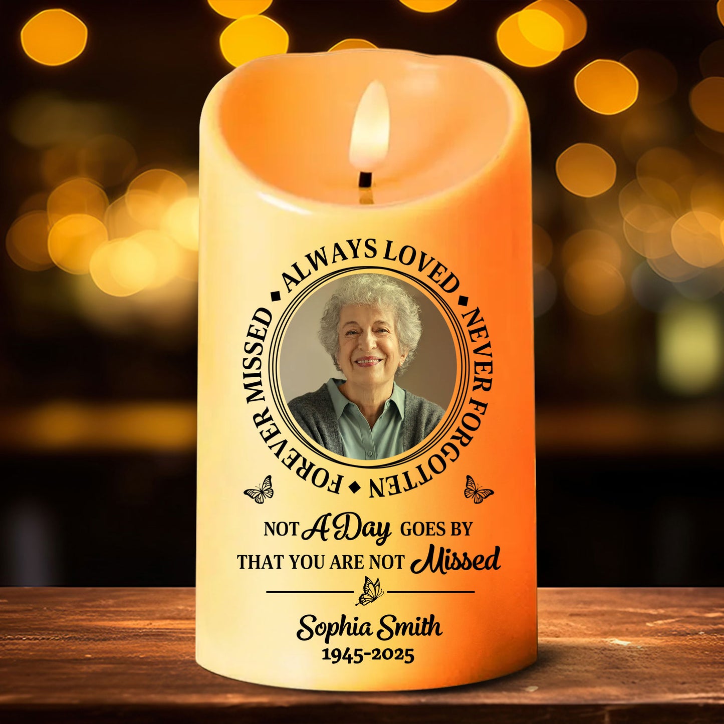 Custom Name and Photo - Personalized Memorial Photo LED Candle - Memorial Gift