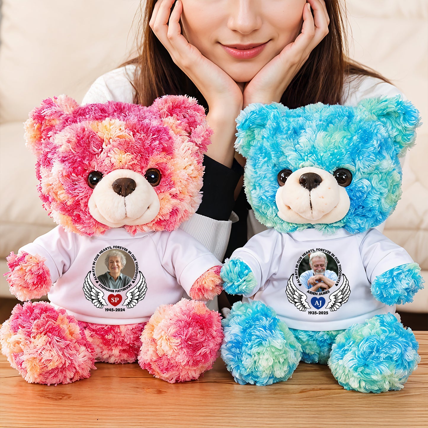 Memorial Teddy Bear - Personalized Memorial Bear Plush - Custom Name and Photo Teddy Bear