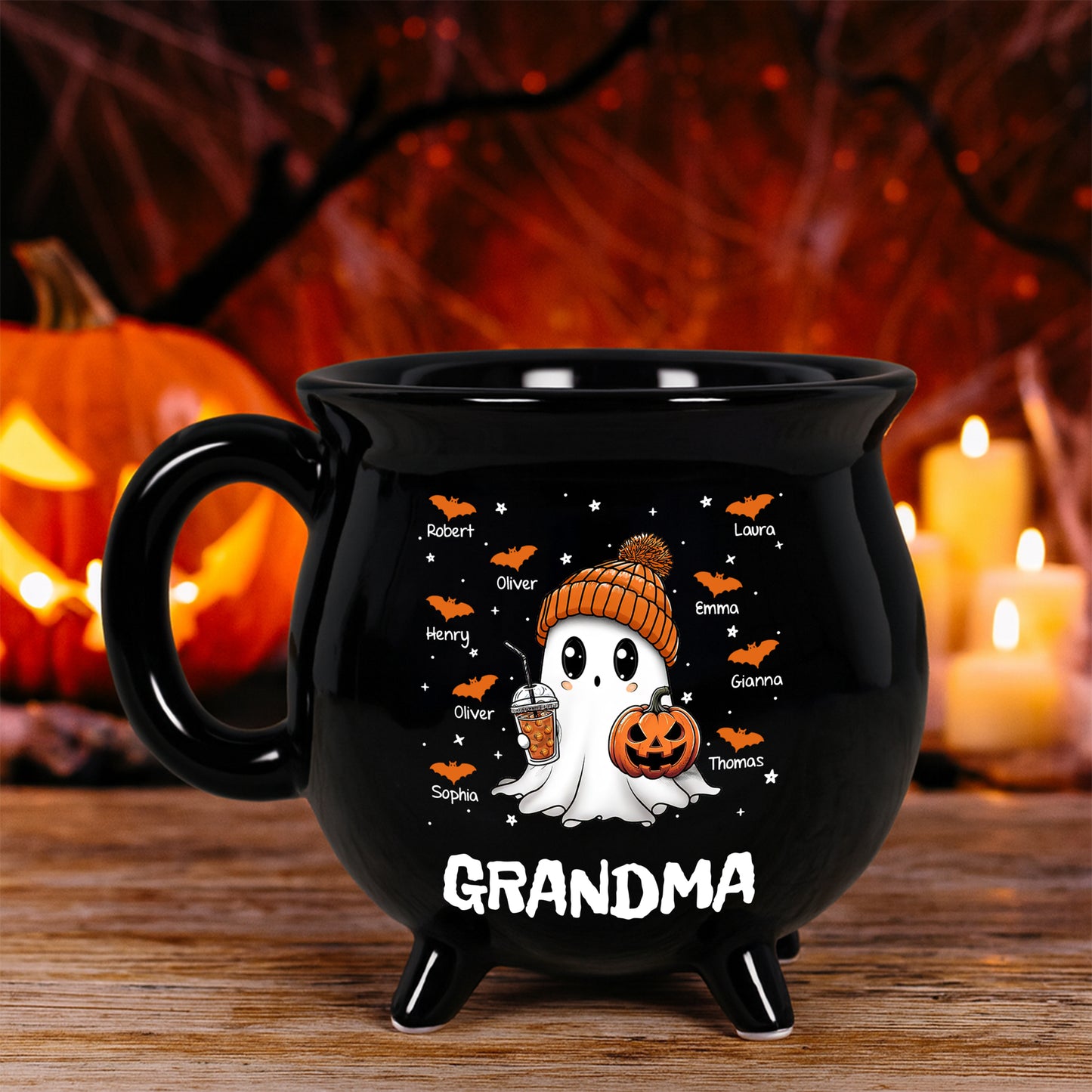 Grandma Boo Crew Halloween - Personalized Ceramic Cauldron Coffee Mug