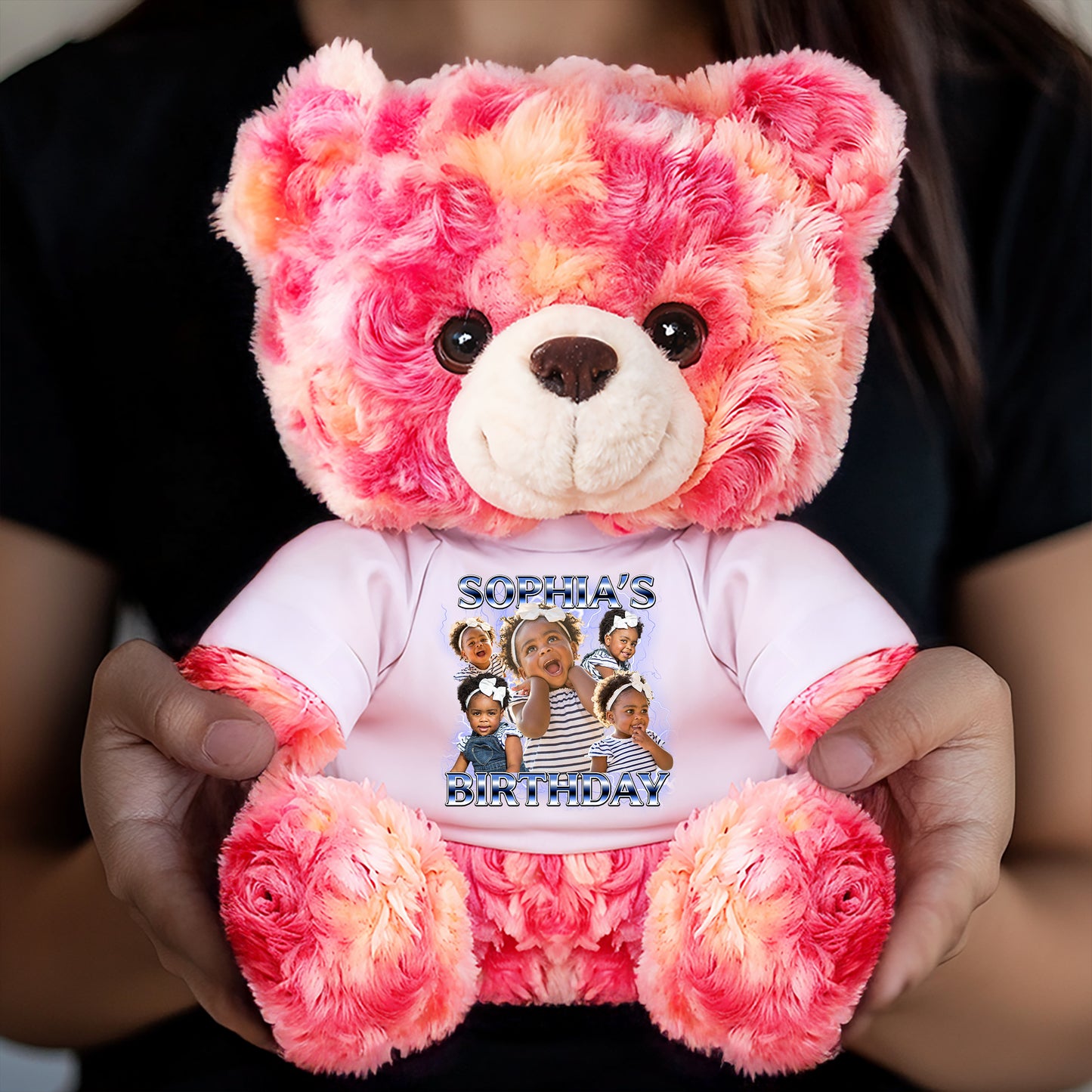 Birthday Teddy Bear Plush - Custom Photo and Name - Personalized Plush Bear