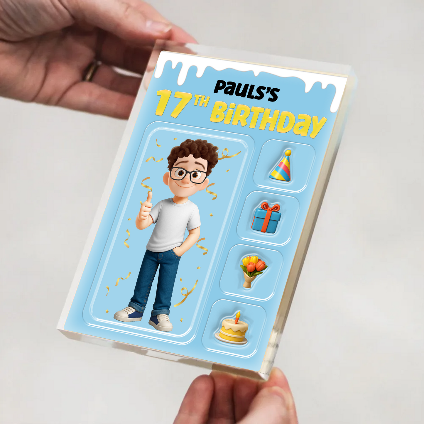 Birthday Gift - Custom Photo and Name Personalized Acrylic Block Plaque