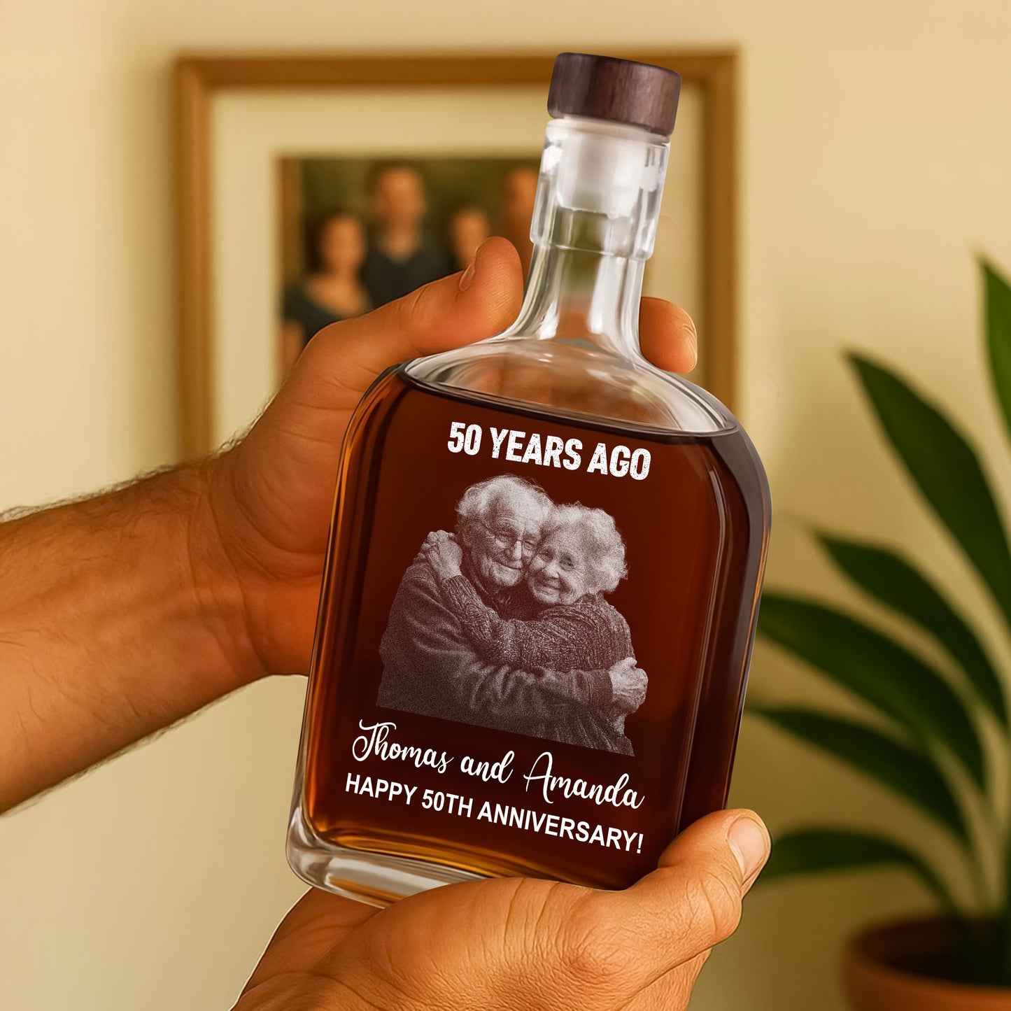 Happy Anniversary Gift - Custom Couple Name and Photo - Personalized Custom Whiskey Bottle