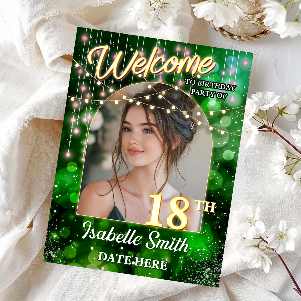 Personalized Birthday Sign - Custom Name & Photo Law Sign - Birthday Party Welcome Sign
