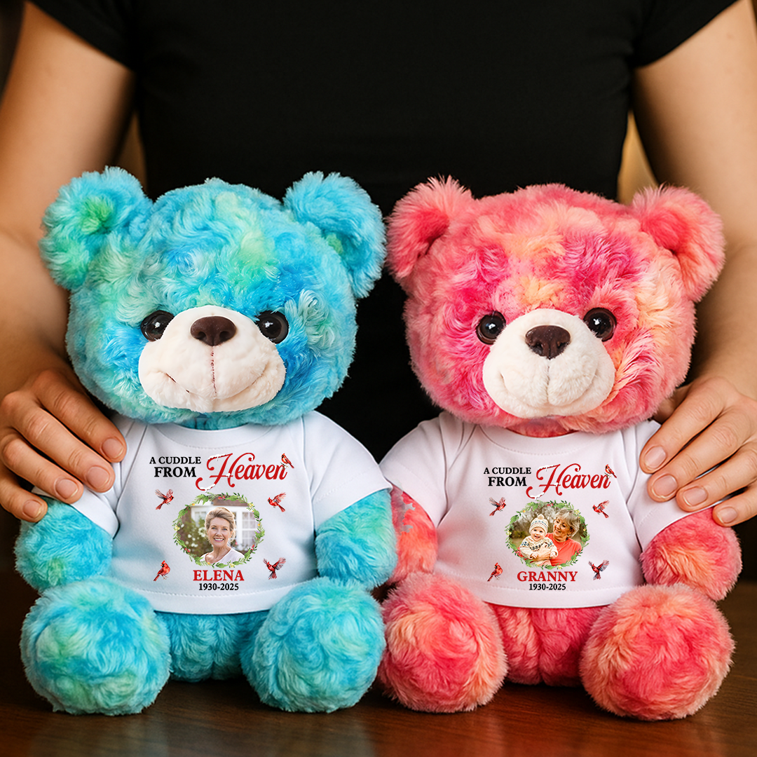 A Cuddle From Heaven - Personalized Memorial Bear Plush - Custom Name and Photo Teddy Bear
