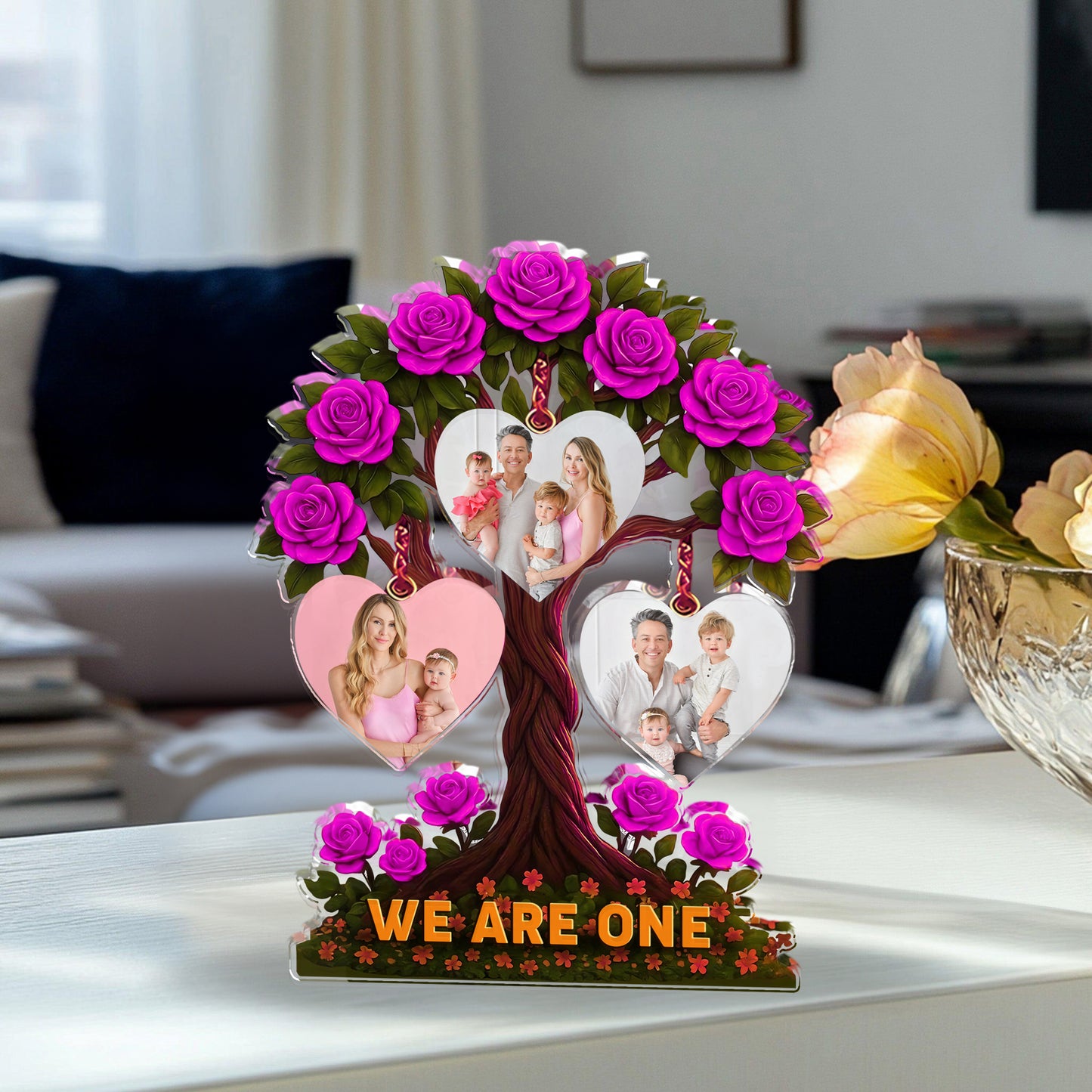 Family Tree Photo - Custom Photo Family Gift - Custom Shape Acrylic Block Plaque