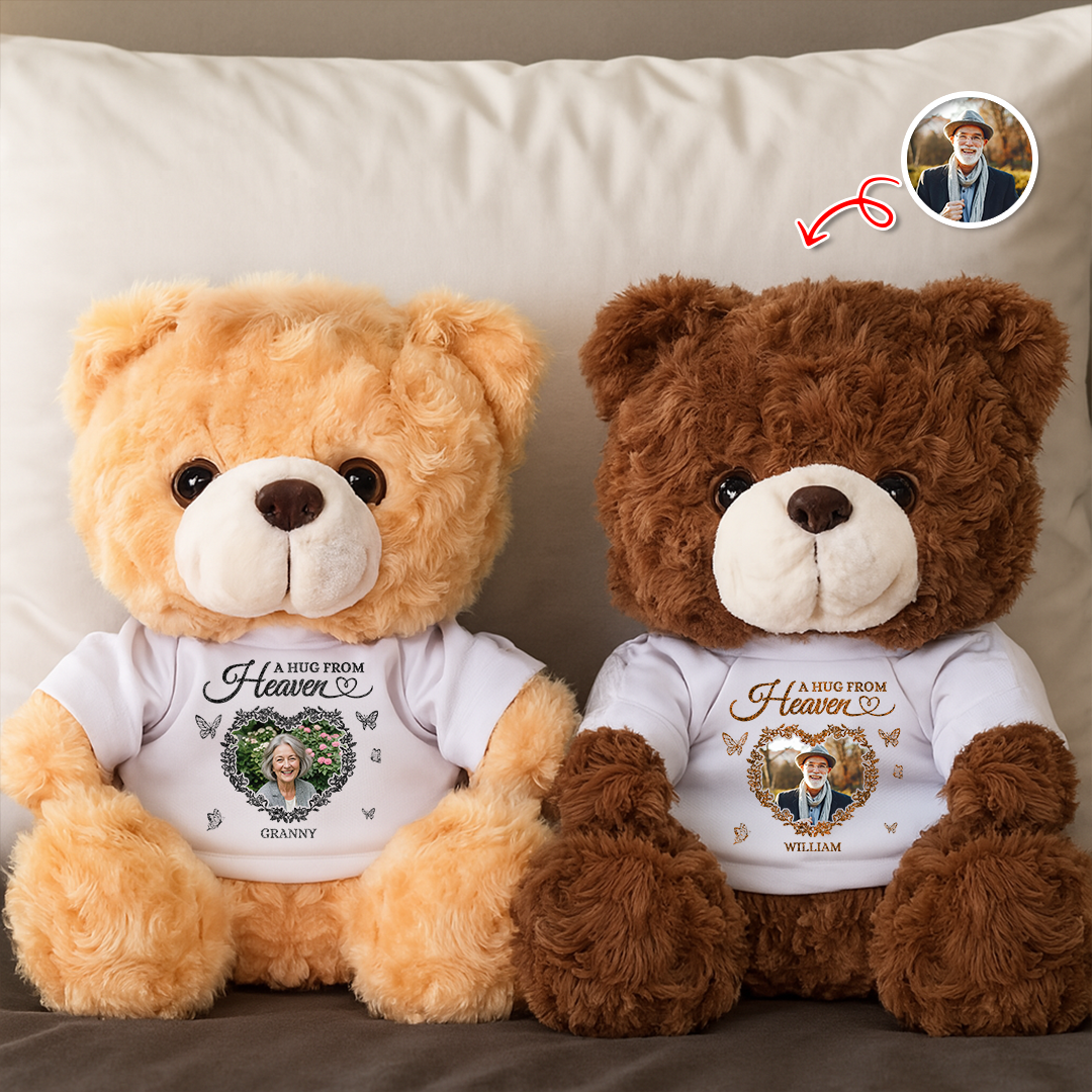 A Hug From Heaven - Custom Name and Photo Teddy Bear