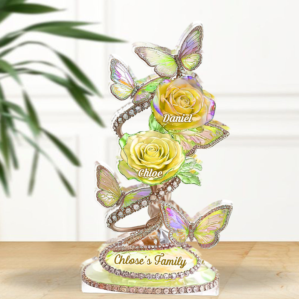 Our Family Flower - Personalized Custom Shaped Acrylic Plaque - Family Flower