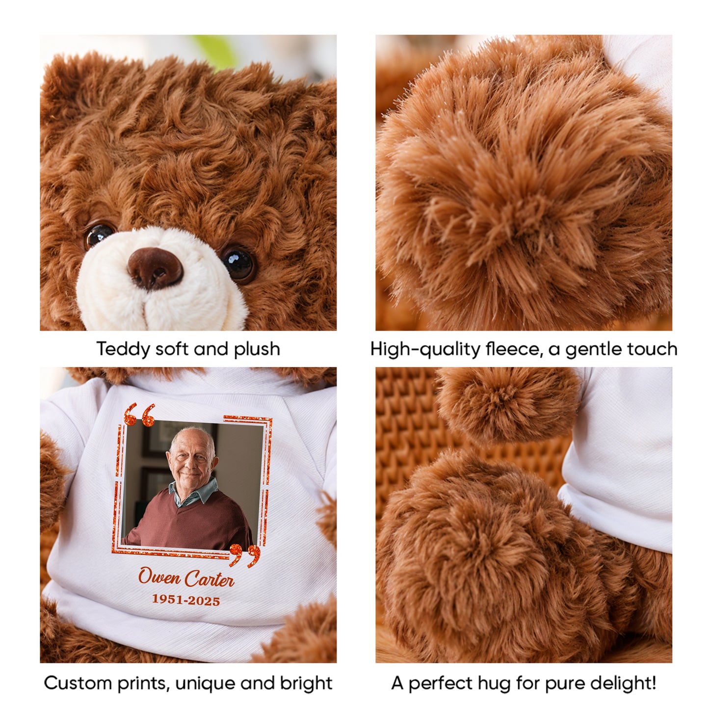 Memorial Teddy Bear - When You Miss Me - Custom Name and Photo Teddy Bear