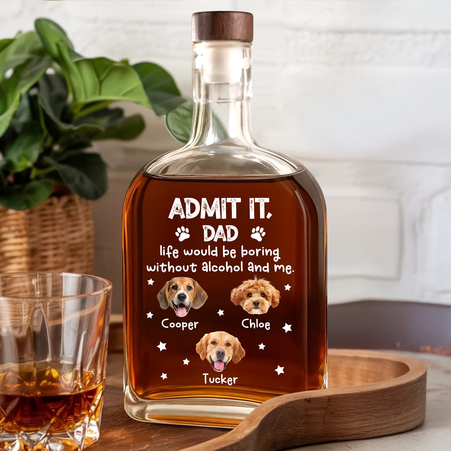Custom Face and Photo Father Gift - Personalized Leather Tumbler