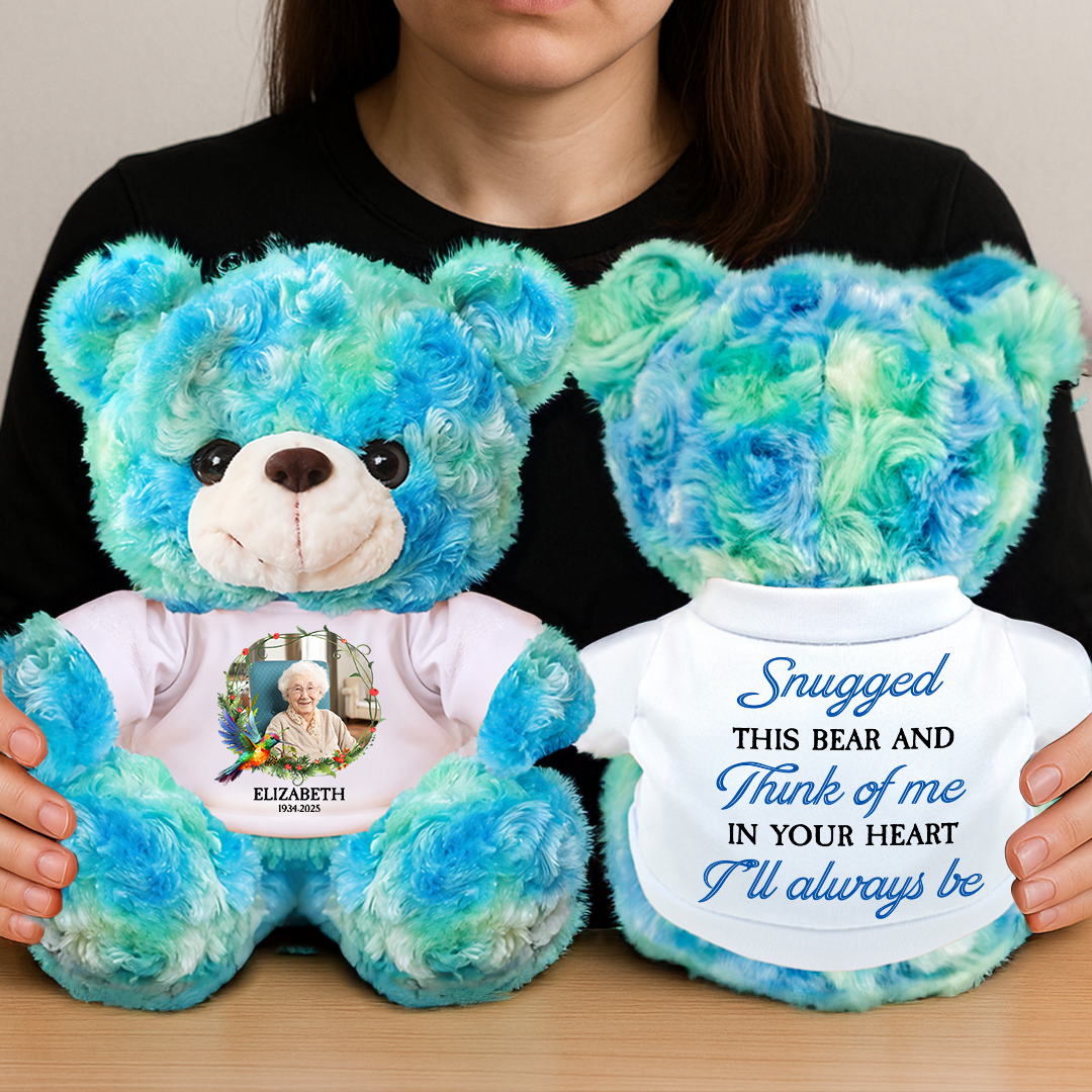 Personalized Memorial Bear Plush - Custom Name and Photo Teddy Bear